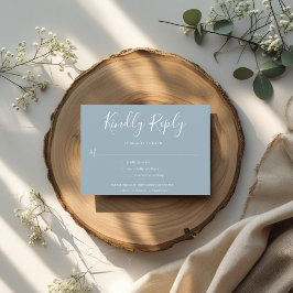 Elegant Minimal Dusty Blue Wedding RSVP Uitnodiging Briefkaart
