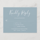 Elegant Minimal Dusty Blue Wedding RSVP Uitnodiging Briefkaart (Voorkant)