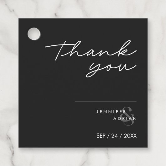 Elegant Minimal Eerie Black Modern Wedding Bedankjes Labels (Voorkant)