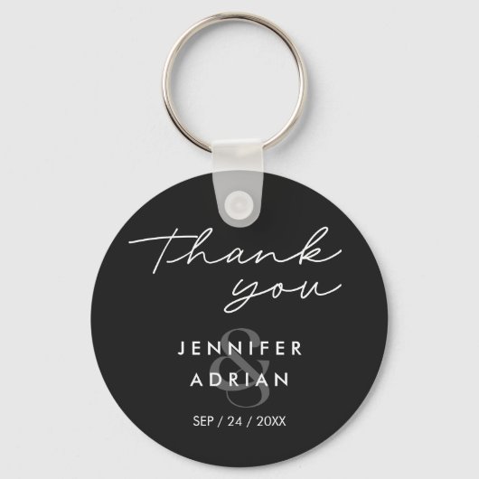 Elegant Minimal Eerie Black Modern Wedding Sleutelhanger (Voorkant)