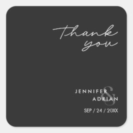 Elegant Minimal Eerie Black Modern Wedding Vierkante Sticker