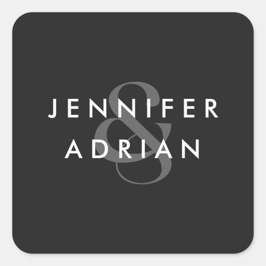 Elegant Minimal Eerie Black Modern Wedding Vierkante Sticker (Voorkant)