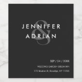 Elegant Minimal Eerie Black Modern Wedding Wine La Wijn Etiket (Enkel label)