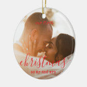 Elegant Minimal | First Christmas Photo and Text Keramisch Ornament (Links)