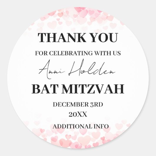 Elegant & minimal Floral Background Bat Mitzvah Ronde Sticker (Voorkant)