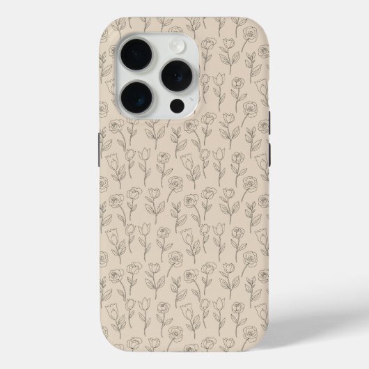 Elegant Minimal Floral Line Pattern Case-Mate iPhone Case (Achterkant)