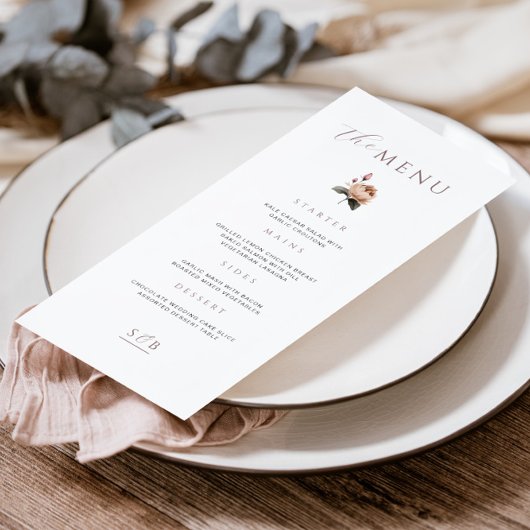 Elegant Minimal Floral Roos Het menu