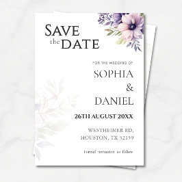 Elegant Minimal Floral Save the Date Card  Kaart
