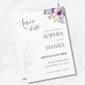 Elegant Minimal Floral Save the Date Card Kaart