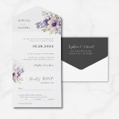 Elegant Minimal Floral White Wedding Invitation  All In One Uitnodiging