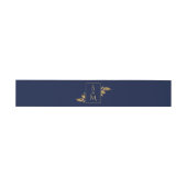 Elegant Minimal Foliage Navy Blauw en Gouden Bruil Uitnodigingen Wikkel (Vlak)