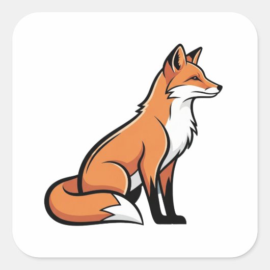 Elegant Minimal Fox Illustration Vierkante Sticker (Voorkant)
