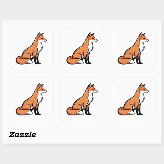 Elegant Minimal Fox Illustration Vierkante Sticker (Vel)
