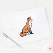 Elegant Minimal Fox Illustration Vierkante Sticker (Envelop)