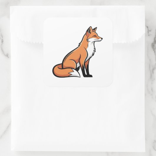 Elegant Minimal Fox Illustration Vierkante Sticker (Tas)