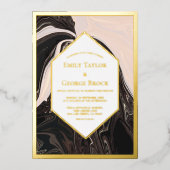 Elegant Minimal Geometric Black White Weddenschap  Folie Uitnodiging (Voorkant)