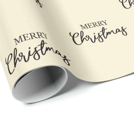 Elegant Minimal Gold Black Merry Kerstmis Cadeaupapier (Rol Hoek)