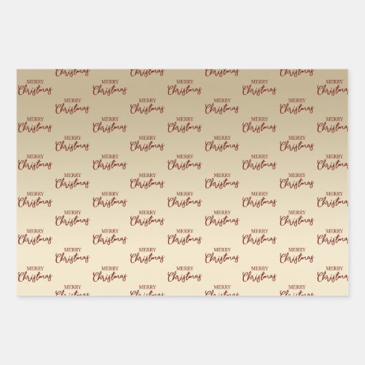Elegant Minimal Gold Merry Kerstmis Inpakpapier Vel (Voorkant 3)