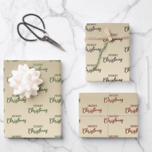 Elegant Minimal Gold Merry Kerstmis Inpakpapier Vel