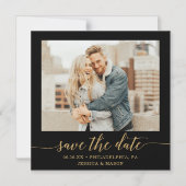 Elegant Minimal Gold Photo Wedding Save the Date Magnetische Uitnodiging (Voorkant)