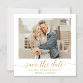 Elegant Minimal Gold Photo Wedding Save the Date Magnetische Uitnodiging (Voorkant)