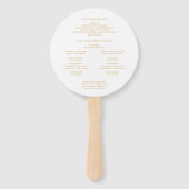Elegant Minimal Gold Round Wedding Hand Fan Handwaaier (Achterkant)