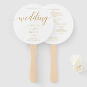Elegant Minimal Gold Round Wedding Hand Fan Handwaaier (Voorkant en achterkant)