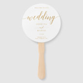 Elegant Minimal Gold Round Wedding Hand Fan Handwaaier (Voorkant)