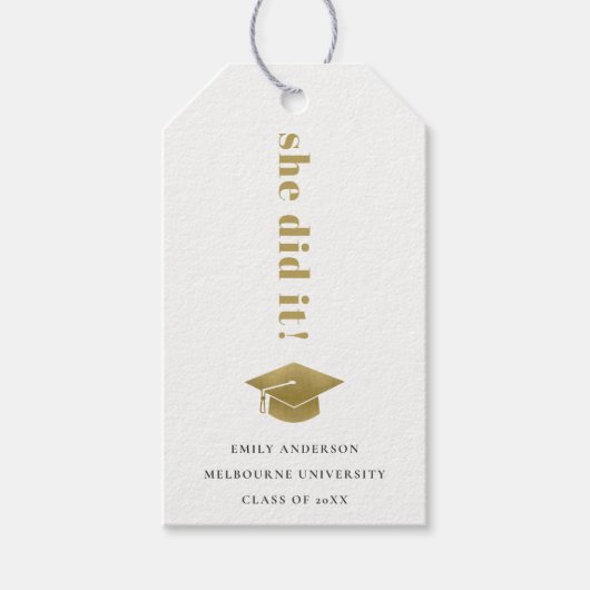 Elegant Minimal Gold Typography Gradup Cadeaulabel (Voorkant)