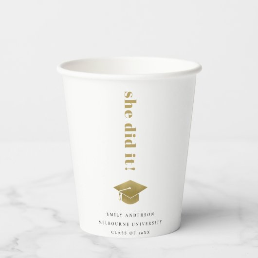 Elegant Minimal Gold Typography Gradup Papieren Bekers (Achterkant)