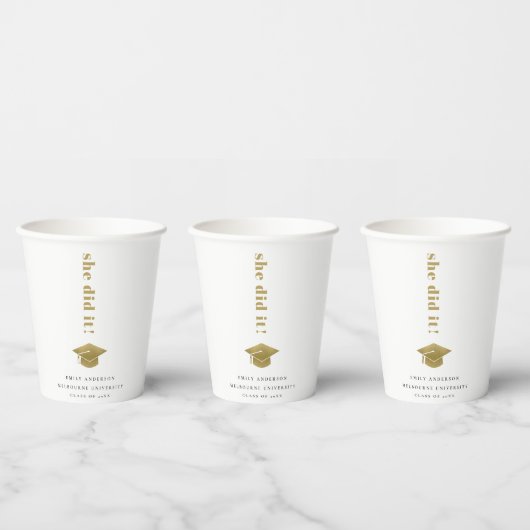 Elegant Minimal Gold Typography Gradup Papieren Bekers (Multi)