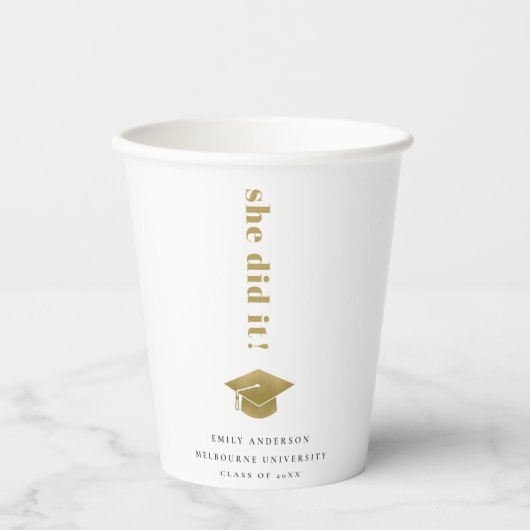 Elegant Minimal Gold Typography Gradup Papieren Bekers (Voorkant)