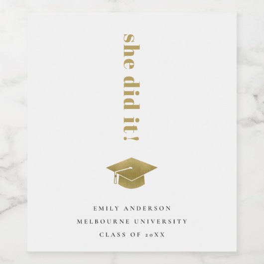 Elegant Minimal Gold Typography Gradup Wijn Etiket (Enkel label)