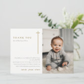 Elegant Minimal Gold Typography Photo Baptisme Bedankkaart (Staand voorkant)