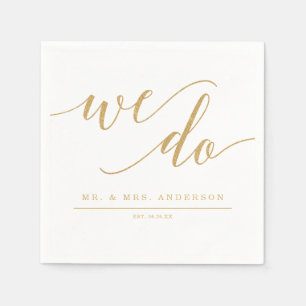 Elegant Minimal Gold Wedding Cocktail Napkin Servet