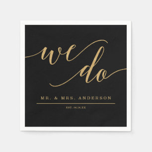 Elegant Minimal Gold Wedding Cocktail Napkin Servet