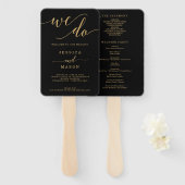 Elegant Minimal Gold Wedding Program Fan Handwaaier (Voorkant en achterkant)
