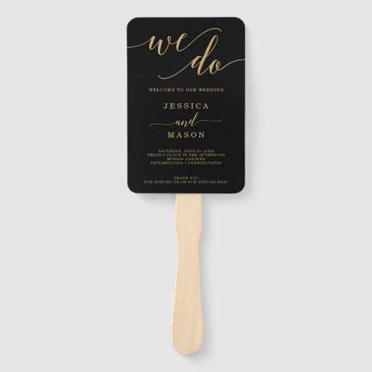 Elegant Minimal Gold Wedding Program Fan Handwaaier (Voorkant)