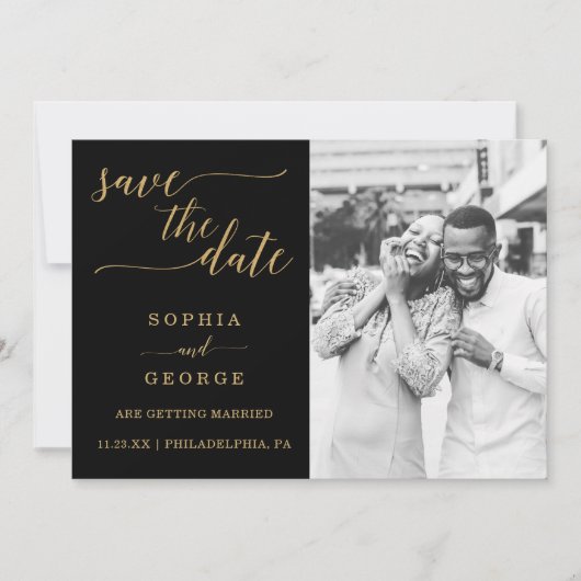 Elegant Minimal Gold Wedding Save the Date Invitat Kaart (Voorkant)