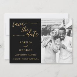 Elegant Minimal Gold Wedding Save the Date Invitat Kaart