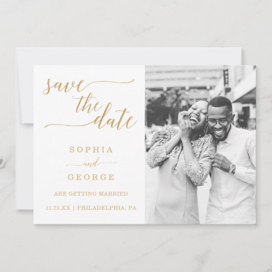 Elegant Minimal Gold Wedding Save the Date Kaart (Voorkant)