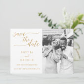 Elegant Minimal Gold Wedding Save the Date Kaart (Staand voorkant)