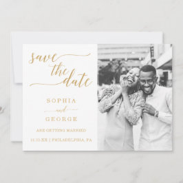 Elegant Minimal Gold Wedding Save the Date Kaart