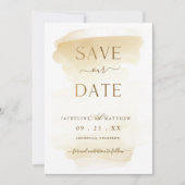 Elegant Minimal Golden Yellow Waterverf Wedding S Save The Date (Voorkant)