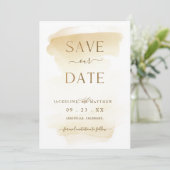 Elegant Minimal Golden Yellow Waterverf Wedding S Save The Date (Staand voorkant)