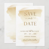 Elegant Minimal Golden Yellow Waterverf Wedding S Save The Date (Voorkant / Achterkant)
