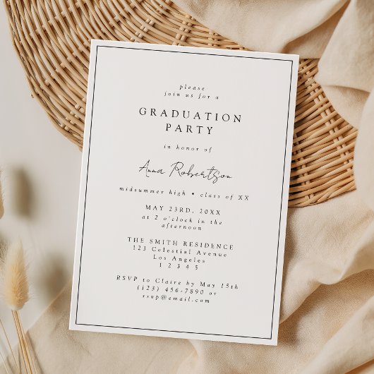 Elegant Minimal Graduation Party Kaart