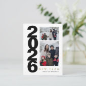 Elegant Minimal Happy New Year Family 2 Photo Feestdagenkaart (Staand voorkant)