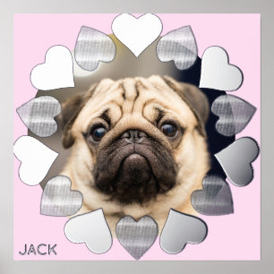 Elegant Minimal Heart Photo Voeg naam toe Folie Afdrukken