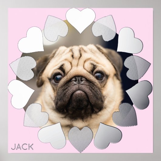 Elegant Minimal Heart Photo Voeg naam toe Folie Afdrukken (Voorkant)